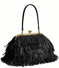 COACH Kisslock Frame Bag 27 Straw Fringe Clutch
