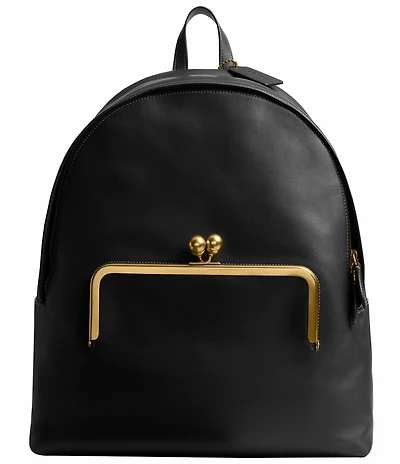 COACH Kisslock Frame Leather Backpack