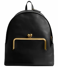 COACH Kisslock Frame Leather Backpack