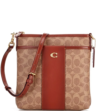 COACH Kitt Colorblock Signature Logo Canvas Messenger Contrast Trim Crossbody Bag