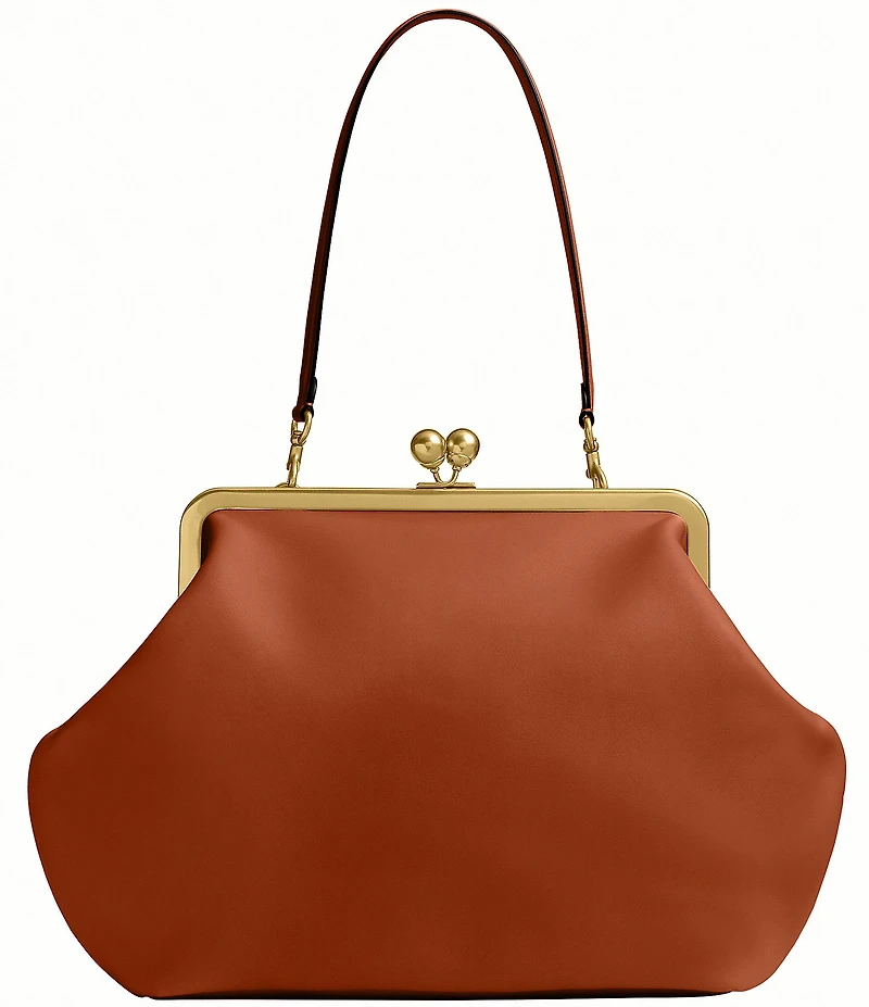 COACH Large Oversized Kisslock Frame Shoulder Clutch Bag