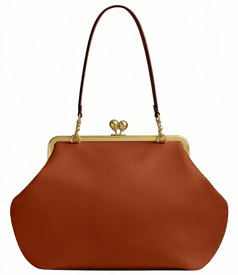COACH Large Oversized Kisslock Frame Shoulder Clutch Bag