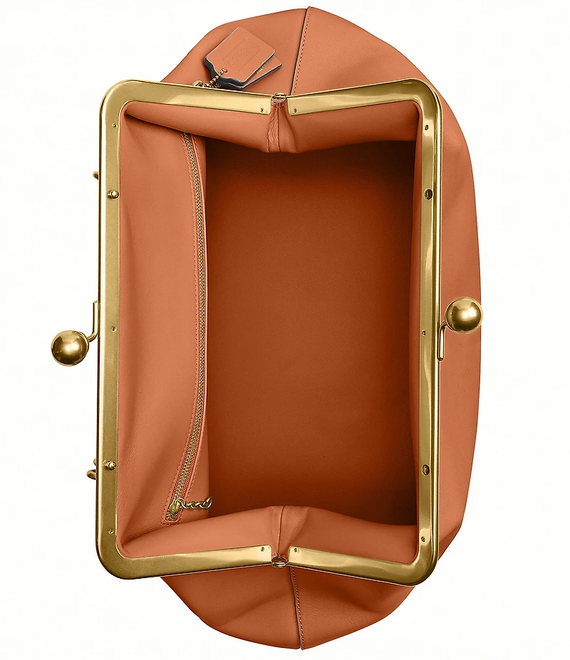 COACH Large Oversized Kisslock Frame Shoulder Clutch Bag