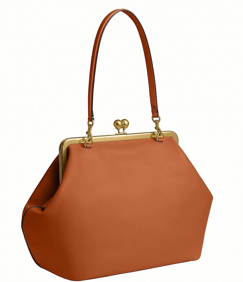 COACH Large Oversized Kisslock Frame Shoulder Clutch Bag