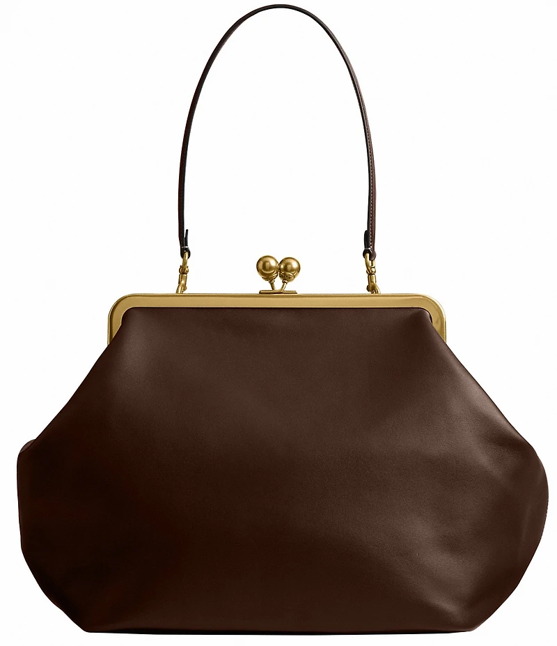 COACH Large Oversized Kisslock Frame Shoulder Clutch Bag