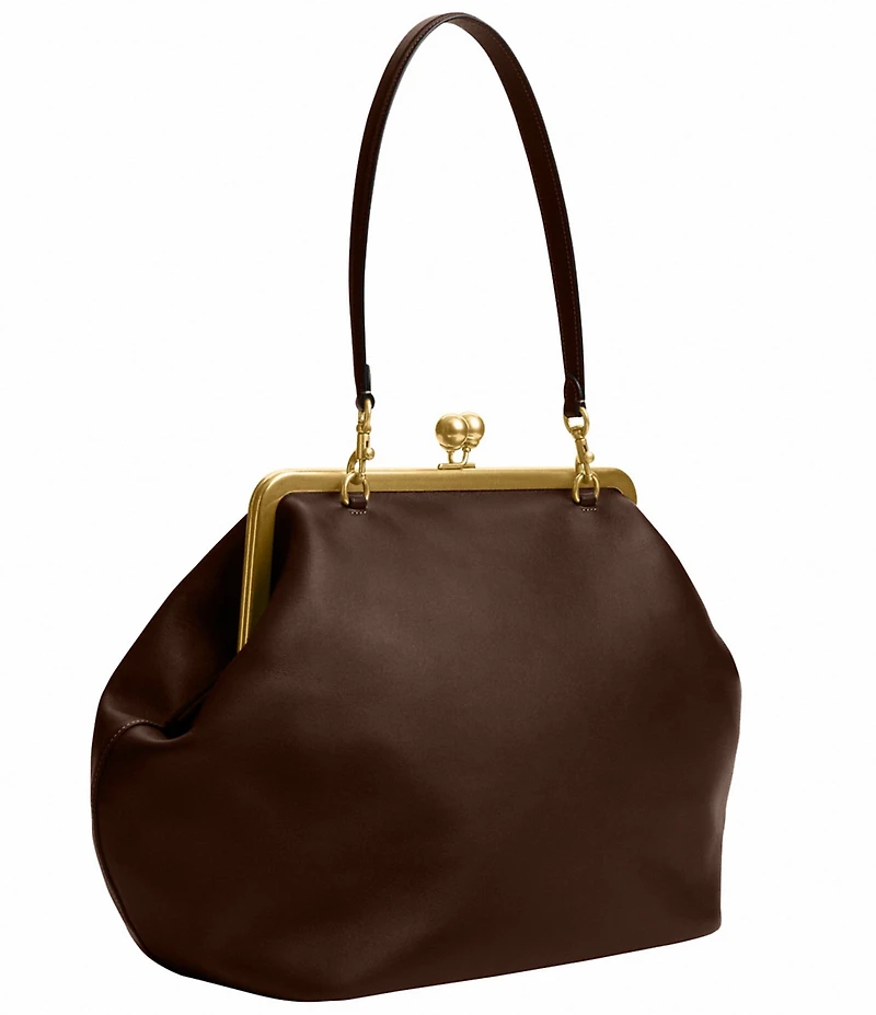 COACH Large Oversized Kisslock Frame Shoulder Clutch Bag