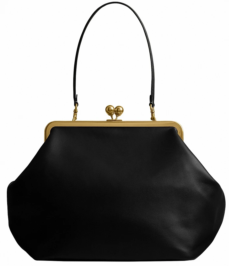 COACH Large Oversized Kisslock Frame Shoulder Clutch Bag