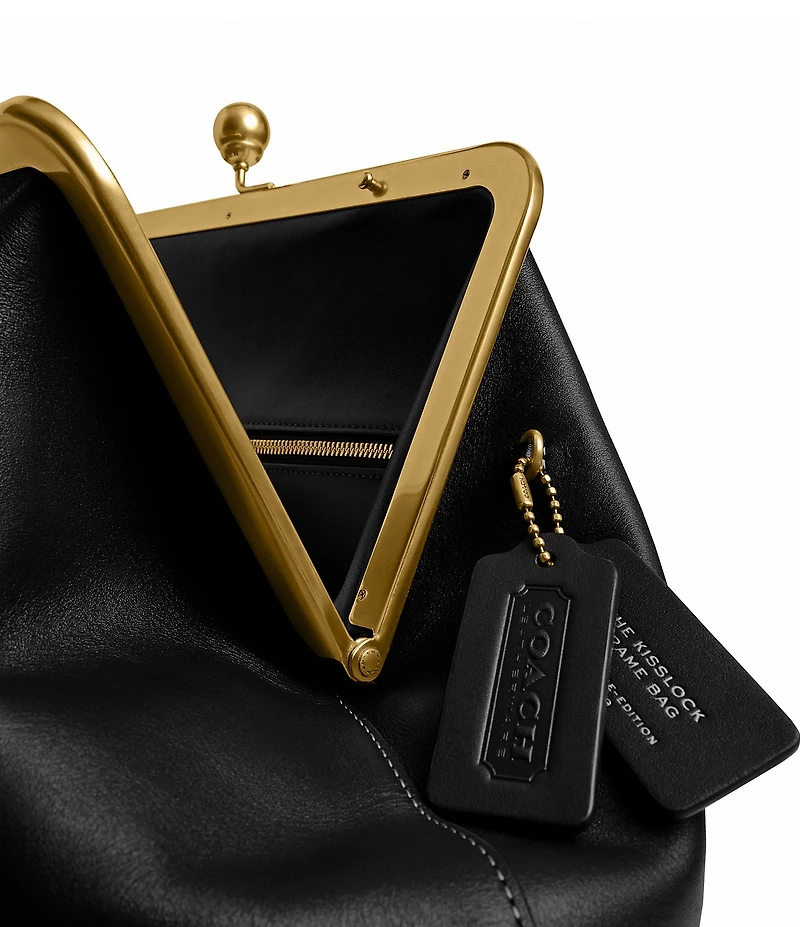 COACH Large Oversized Kisslock Frame Shoulder Clutch Bag