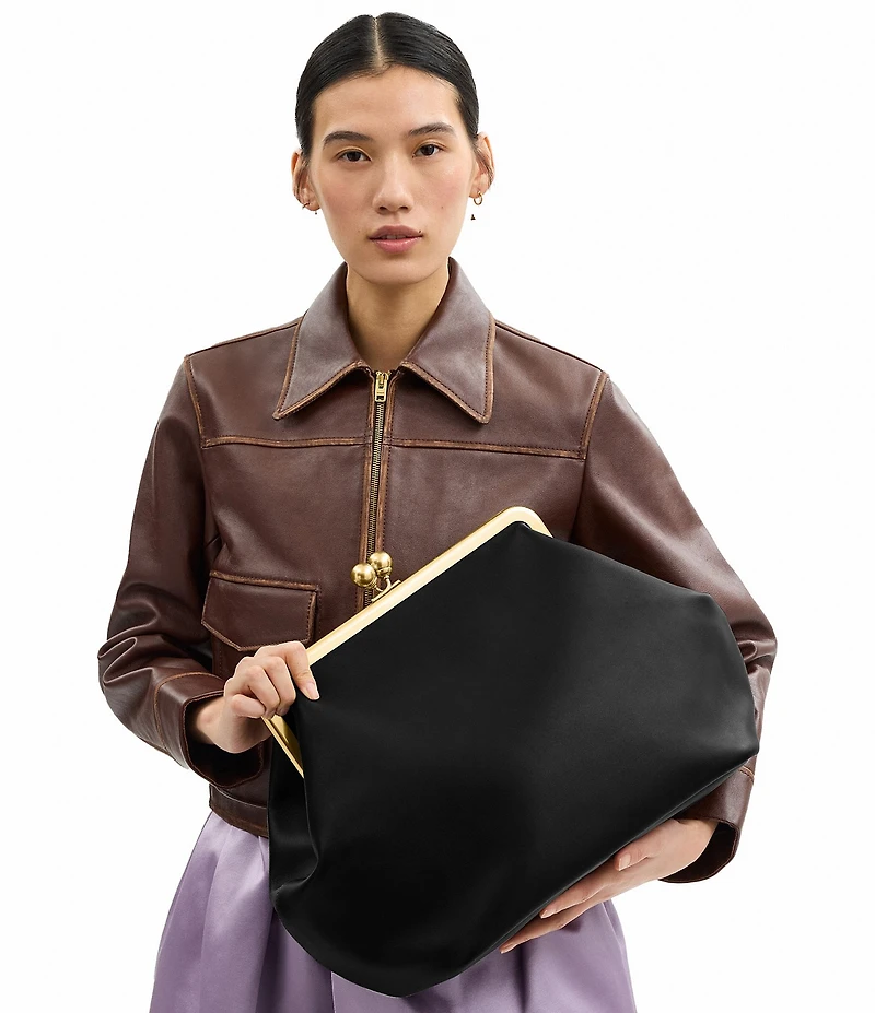 COACH Large Oversized Kisslock Frame Shoulder Clutch Bag