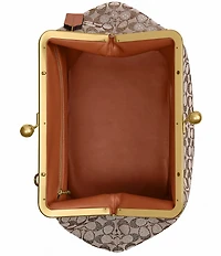 COACH Large Oversized Kisslock Frame Crystal Jacquard Shoulder Clutch Bag