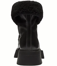 COACH Leah Leather and Shearling Zip Up Platform Booties