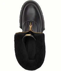 COACH Leah Leather and Shearling Zip Up Platform Booties