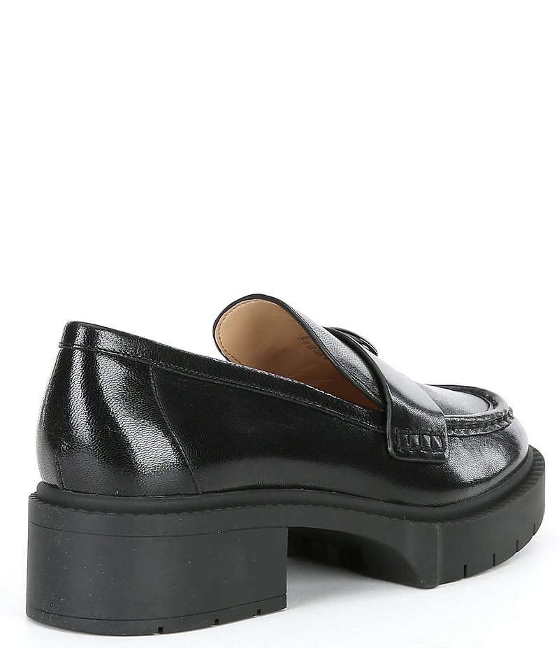 COACH Leah Leather Chunky Logo Platform Loafers