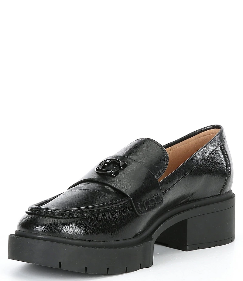 COACH Leah Leather Chunky Logo Platform Loafers