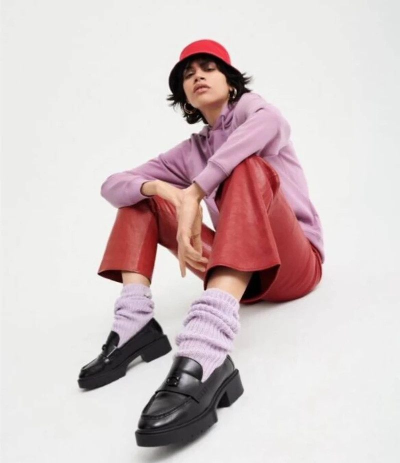 COACH Leah Leather Chunky Logo Platform Loafers