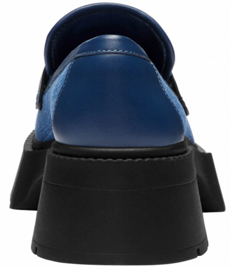 COACH Leah Denim Patchwork Logo Detail Chunk Platform Loafers