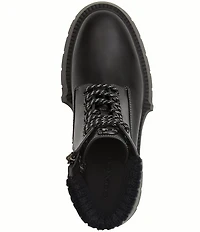 COACH Leah Leather Platform Lace Up Block Heel Booties