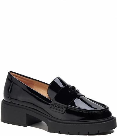 COACH Leah Patent Leather Signature Logo Platform Loafers