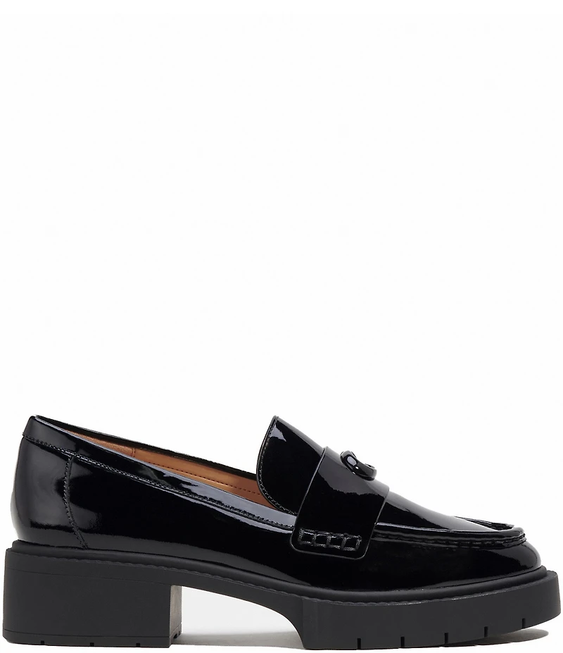 COACH Leah Patent Leather Signature Logo Platform Loafers