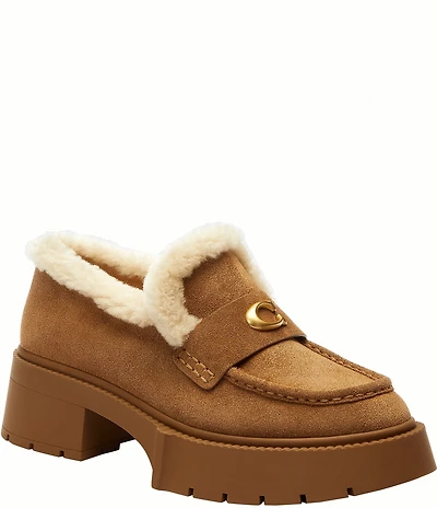 COACH Leah Suede and Shearling Loafers