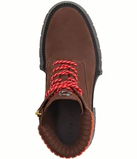 COACH Leah Suede Lace Up Platform Booties