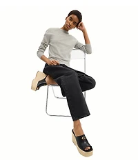 COACH Leather Espadrille Platform Wedge Slide Sandals