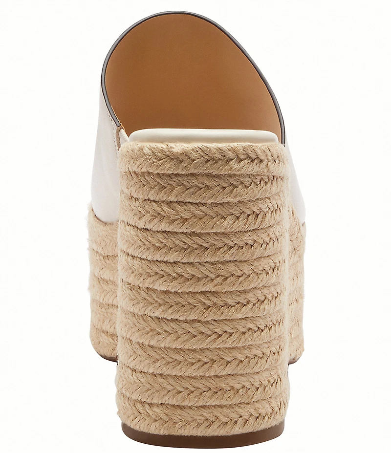 COACH Leather Espadrille Platform Wedge Slide Sandals