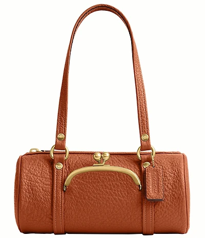 COACH Leather Kisslock Barrel Shoulder Bag 28