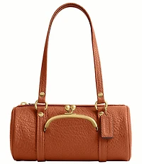 COACH Leather Kisslock Barrel Shoulder Bag 28