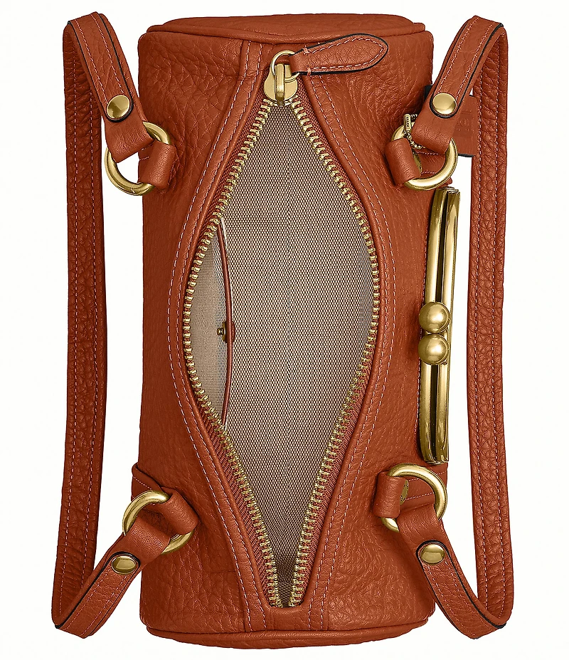 COACH Leather Kisslock Barrel Shoulder Bag 28