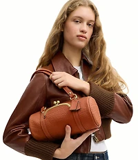 COACH Leather Kisslock Barrel Shoulder Bag 28