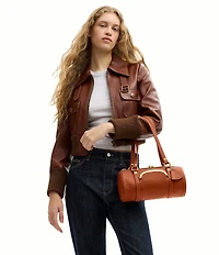 COACH Leather Kisslock Barrel Shoulder Bag 28