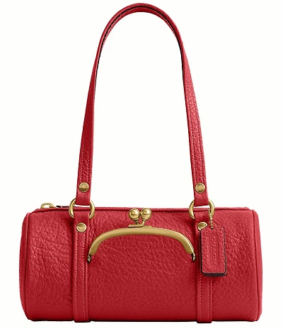 COACH Leather Kisslock 28 Small Barrel Shoulder Bag