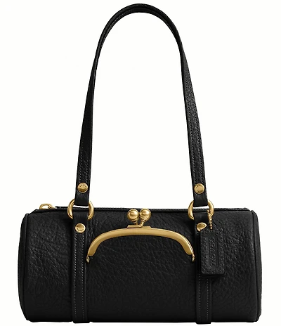 COACH Leather Kisslock Barrel Shoulder Bag 28
