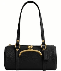 COACH Leather Kisslock Barrel Shoulder Bag 28