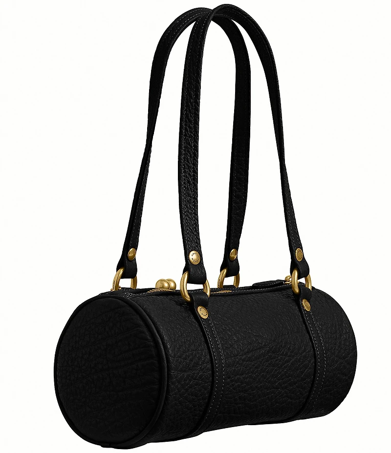 COACH Leather Kisslock Barrel Shoulder Bag 28