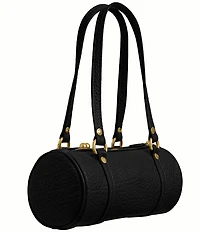 COACH Leather Kisslock Barrel Shoulder Bag 28