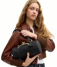 COACH Leather Kisslock Barrel Shoulder Bag 28