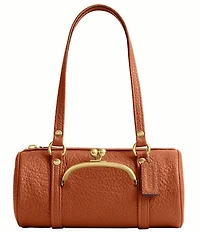 COACH Leather Kisslock 28 Small Barrel Shoulder Bag