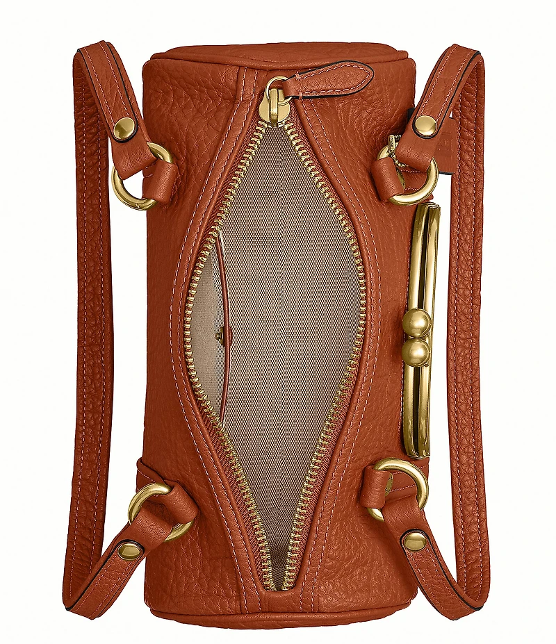 COACH Leather Kisslock 28 Small Barrel Shoulder Bag
