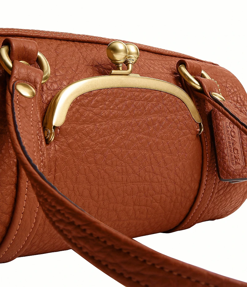 COACH Leather Kisslock 28 Small Barrel Shoulder Bag