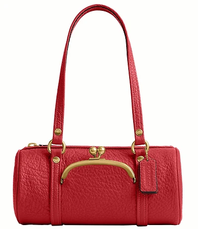 COACH Leather Kisslock 28 Small Barrel Shoulder Bag