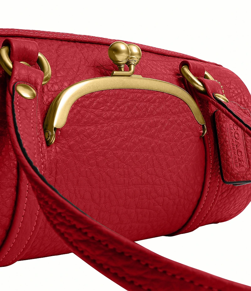 COACH Leather Kisslock 28 Small Barrel Shoulder Bag
