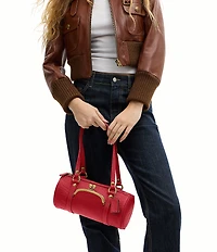 COACH Leather Kisslock 28 Small Barrel Shoulder Bag