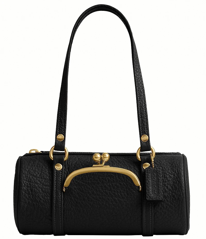 COACH Leather Kisslock 28 Small Barrel Shoulder Bag