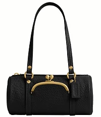 COACH Leather Kisslock 28 Small Barrel Shoulder Bag