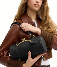 COACH Leather Kisslock 28 Small Barrel Shoulder Bag