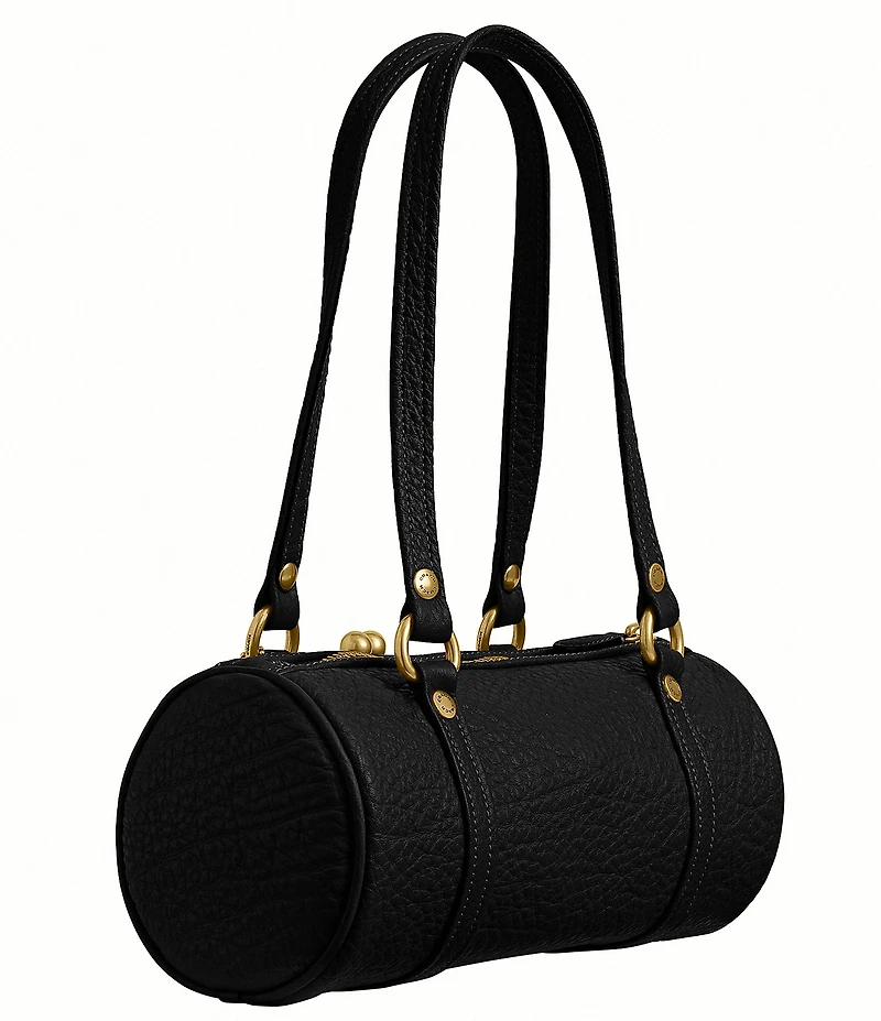 COACH Leather Kisslock 28 Small Barrel Shoulder Bag