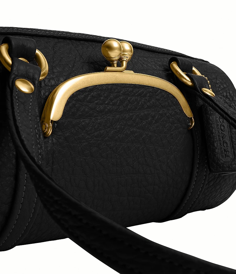 COACH Leather Kisslock 28 Small Barrel Shoulder Bag