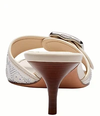 COACH Limited Edition Margot Crystal Signature Denim Kitten Heel Slide Sandals